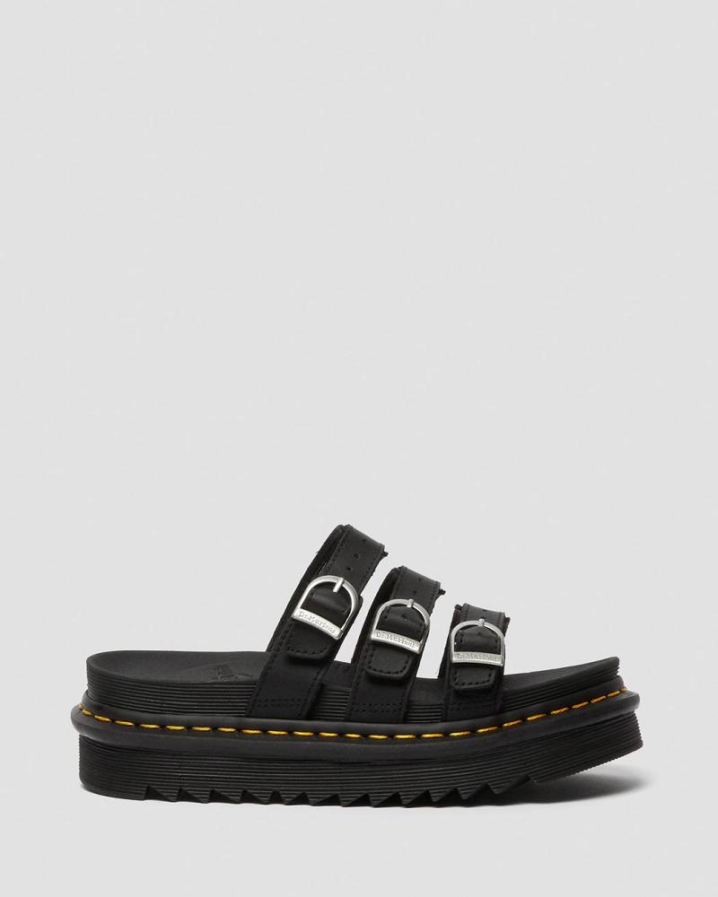 Sandalias de Plataforma Dr Martens Blaire Cuero Mujer Negros | MX 480QMA